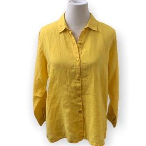 Yellow linen Eileen Fisher button down